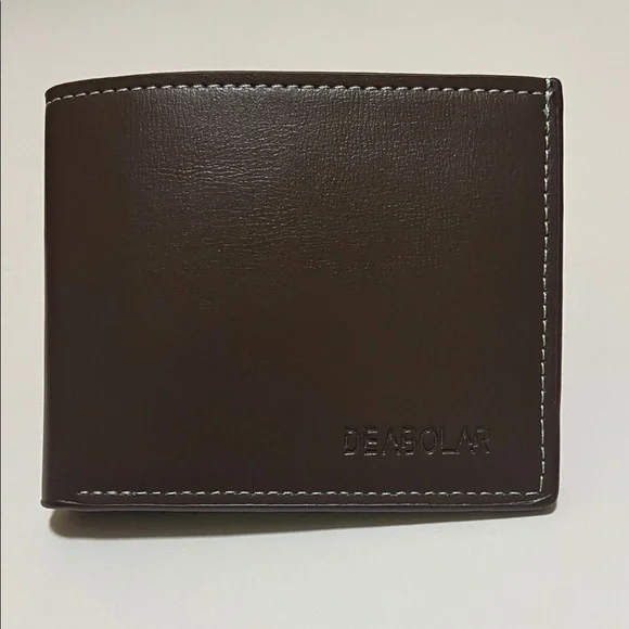 Men's Brown Pu Leather Thin Style Folding Wallet - Picture 2 of 6